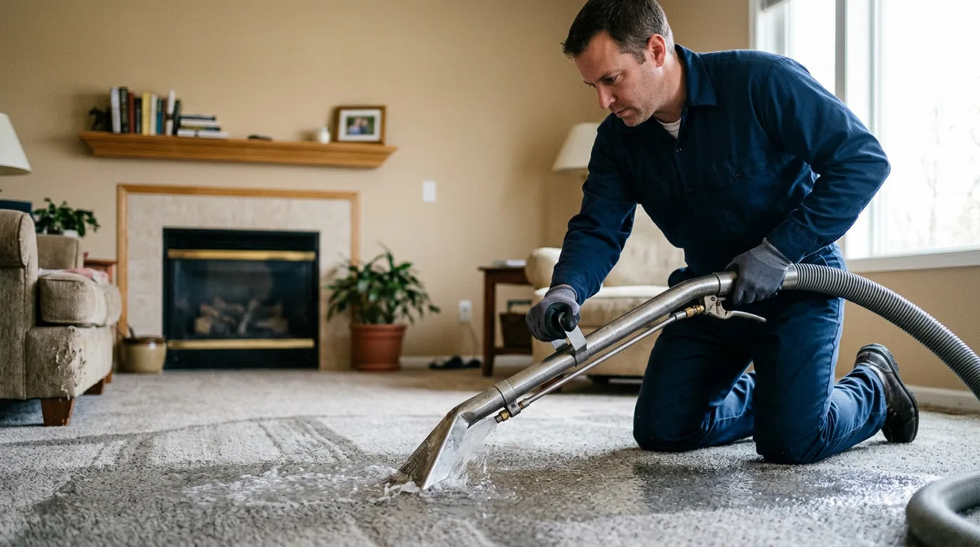 Water damage restoration technician working near Whittemore, MI